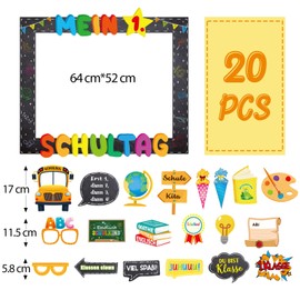 BETESSIN School Photo Box Accessories - Includes My 1st Day of School Photo Frame and 20 First Day of School Photo Props - First Day of School Decoration Photo Booth for Girls and Boys