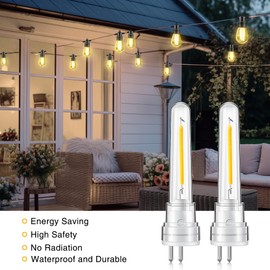 Meonum 14-Pack S14 Bulbs for Outdoor String Lights, 1.7W Dimmable S14 LED Replacement Bulbs, Shatterproof & Waterproof, 2700K Warm White Replacement Light Bulb for Outdoor Patio String Lights