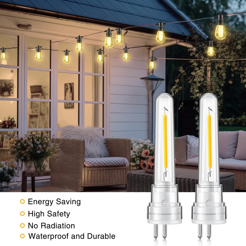 Meonum 14-Pack S14 Bulbs for Outdoor String Lights, 1.7W Dimmable