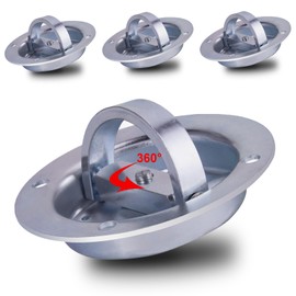 AYMMIC 4 Pack Heavy Duty Rotating Recessed D-Ring Tie-Down Anchor, Swivels 360 Degrees, 6-1/4" Diameter Heavy-Duty Recessed Tie-Down Anchors, WLL1,666 Pounds, Secure Cargo In Semis, Trailers, Flatbeds