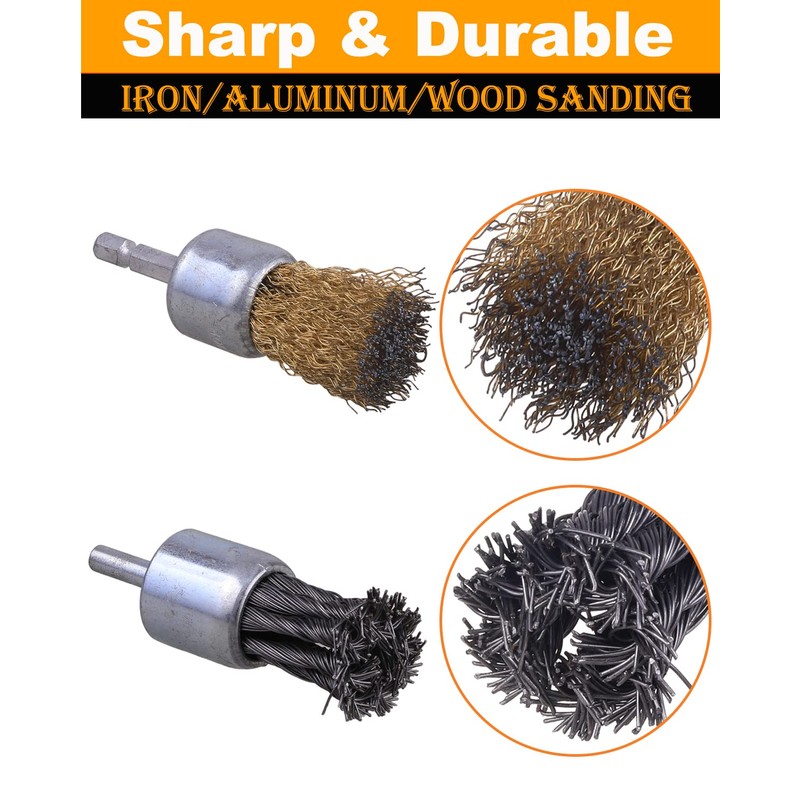 SHITIME 3 Inch Knotted Wire Cup Brush Set, 4PCS Wire