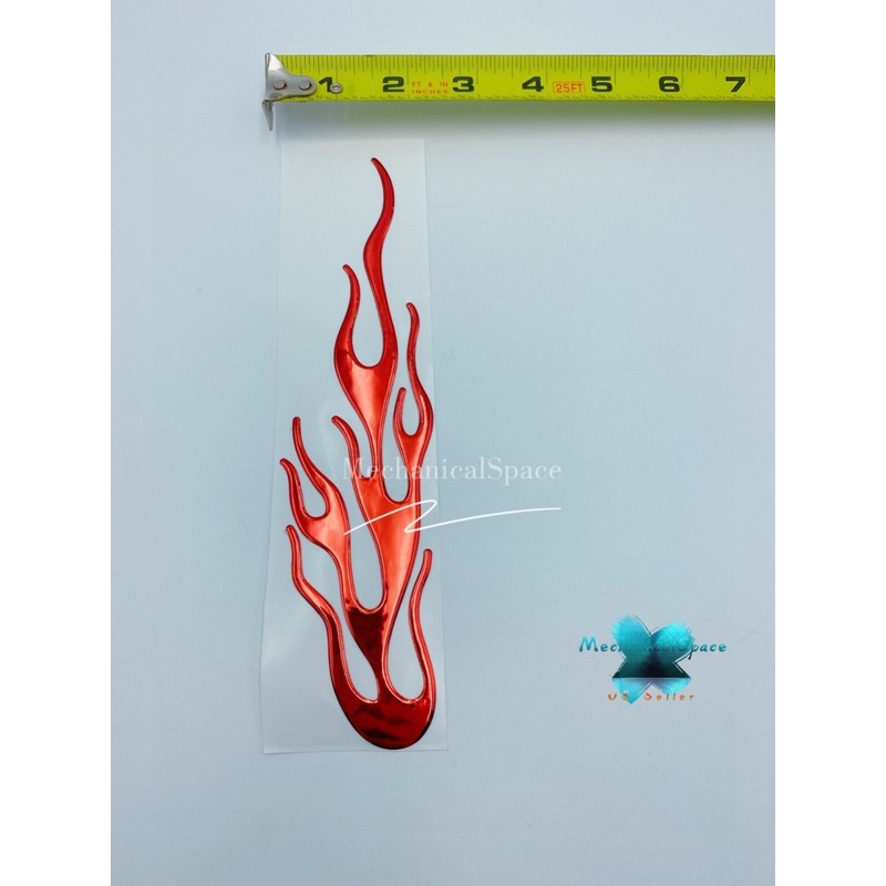 Pair 3D Style Red Fire Flame Pattern Reflective Adhesive Sticker