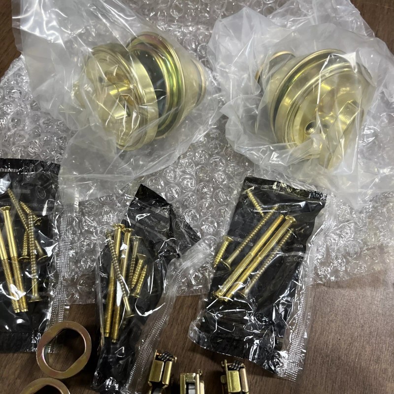 Schlage 3 Pack Defiant Single-Cylinder Deadbolt Bright Brass Finish Keyed