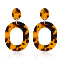 Acrylic Earrings For Women Statement Geometric Earrings Resin Acetate Drop Dangle Earrings Mottled Hoop Earrings Fashion Jewelry (Tortoiseshell)