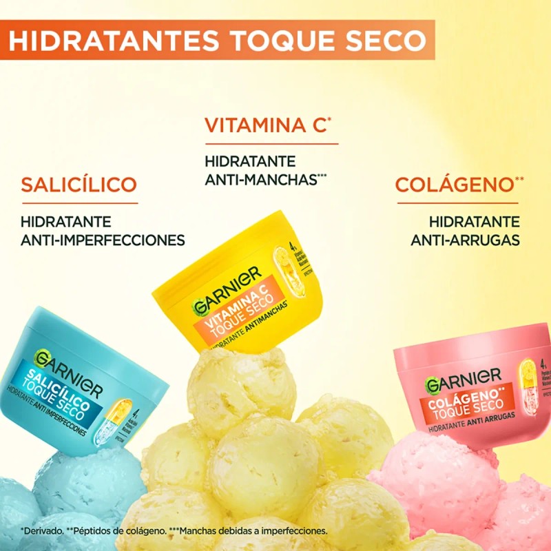 Garnier Hidratante Toque Seco Antimanchas Vitamina Acido Hialurónico Hidrata Piel