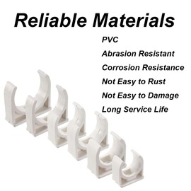 20Pcs PVC Water Pipe Clips, U-Shaped Pipe Fixing Clip Fit for 50mm/1.96" TV Trays Tubing Hose Hanger Support Pex Tubing, White