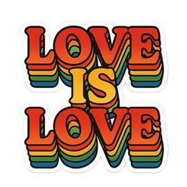 Love is Love Retro Rainbow Letters Sticker (2.75" x 2.75")