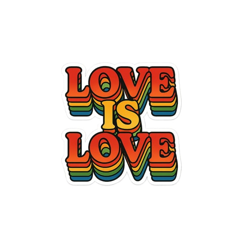 Love is Love Retro Rainbow Letters Sticker (2.75" x 2.75")