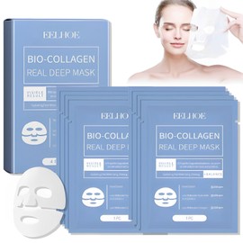 8 Stück Bio-Collagen Real Deep Mask, Collagen Mask Overnight, Collagen Maske Gesicht Overnight, Deep Collagen Mask, Feuchtigkeitsspendende Maske mit Hydrolysiertem Kollagen