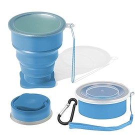 Collapsible Cup - Silicone Foldable Cup-Expandable Folding Drinking Cup -Reusable Portable Mugs Cup For Travel, Camping, Hiking, Survival, Car, Picnic, Beach, Holiday Vacation, Outdoor Sports Blue