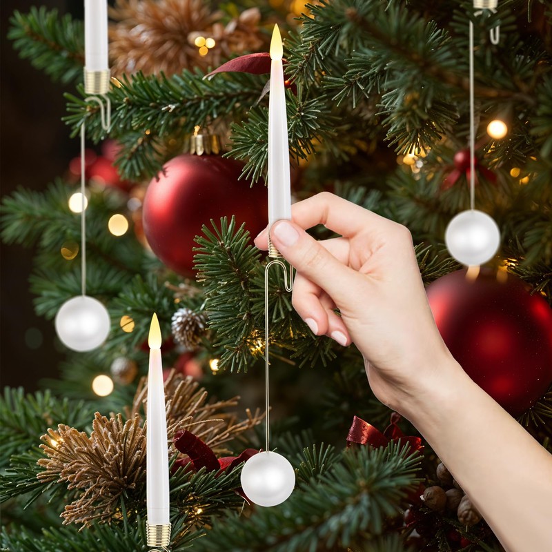 LUSHARBOR Christmas Tree Candles, 10 Pack Flameless Candles for Christmas