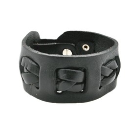 COOLLA Antique Men's Leather Cuff Bracelet Wrist Band Jewelry (Black)