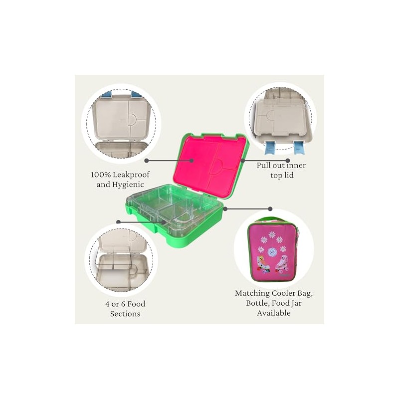 My Family Kid-Friendly Easy Clean Bento Lunchbox - Leakproof, Durable,