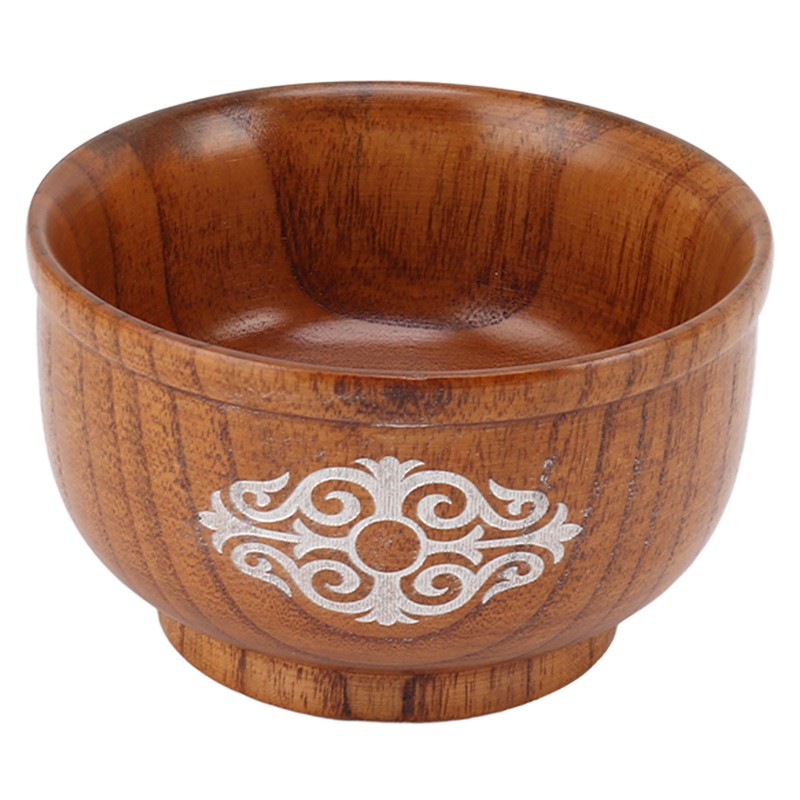 Wooden Rice Bowl Jujube Wood Anti Scald Exquisite Elegant Round