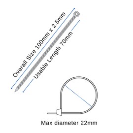 Cable Ties Pack of 100 Grey 100mm x 2.5mm UV Resistant Multipurpose Cable Ties for Outdoor and Indoor Use Cable Management for Home, Office, Garden, Garage, Workshop, Fences