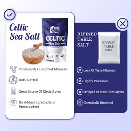 Pure Celtic Salt | 100% Unrefined Coarse Celtic Sea Salt | Contains Essential Minerals & Nutrients | Versitile Use and Resealable Pouch (500g)