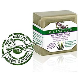 OLIVALOE 00199 - Handmade Traditional Olive Oil Soap with Aloe Vera & Lavender Olive Oil Soap 200 g