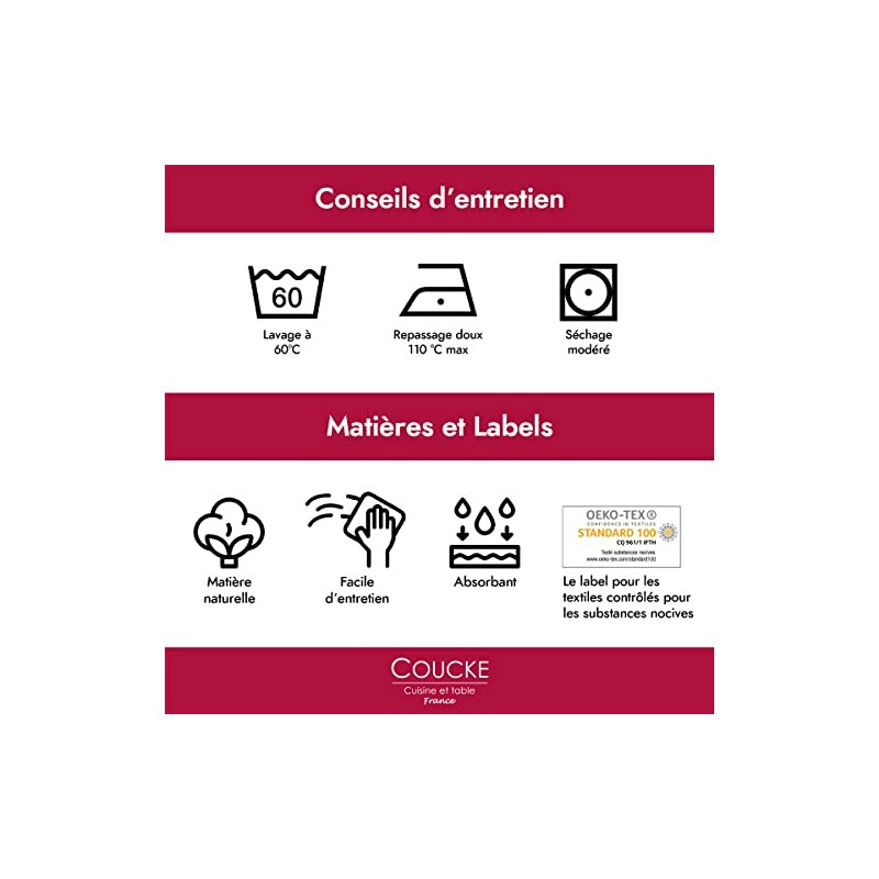 Coucke Yellow Cotton Kitchen Towel 50 x 50 cm Machine