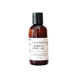 The Little Flower Soap Co - 4oz Lavender Body Oil - Body Oil with apricot and argan oils