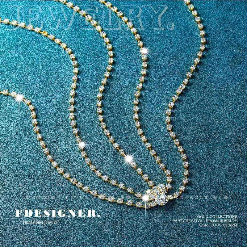 Fdesigner Cadena para cabeza de cristal para boda, estilo boho,