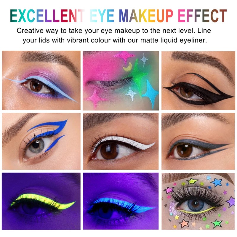 Coloured Eyeliner, Matte Liquid Eyeliner, Black Eyeliner Long-Lasting Waterproof Liquid
