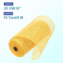 sourcing map 10 Inch Poly Burlap Mesh for Wreath, Decorative Mesh Fabric Ribbon 10 Yard for Fall Easter Christmas Flower Bow, Gold Yellow