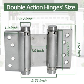 AnvFlik 4pcs 3in Double Action Spring Hinges, Self Closing Door Hinges for Cafe Saloon Pub Swinging Doors, 201 Stainless Steel, Including Pins and Screws