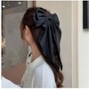 Light Blue Satin Hair Bow Barrette, Large French Metal Bowknot