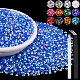 12000PCS 2mm Resin Jelly Rhinestones in Bulk (Dark Blue AB), Bedazzling Flatback Crystals Rhinestones for Crafting DIY Nail Decoration, Gems Diomand Charms for Tumbler Shoes Clothing Fabric