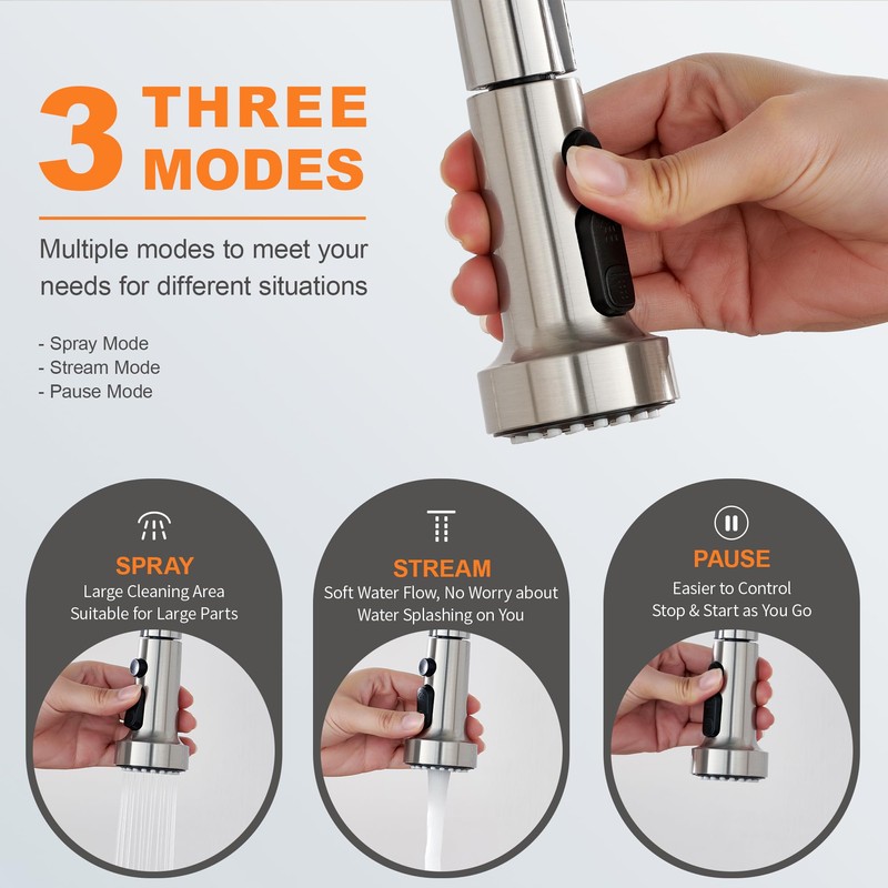 TIORIY with 15 Adapters Pull Down Kitchen Sink Faucet Head