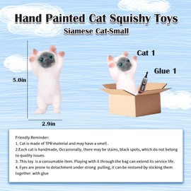 Hand Painted Cat Squishy Toys，Cute Ultra Soft Kitty Squeeze Fidget Toys for Stress Relief ,Kawaii Squishies Sticky Animal Toys for Adults Kids,Decompression Sensory Balls Toys for Autism