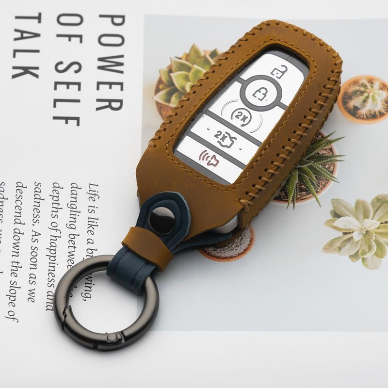 Tautrophen Key Fob Cover Genuine Leather Compatible with Ford Explorer