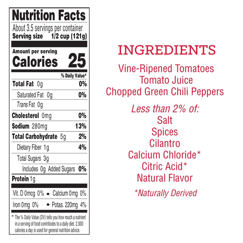 Red Gold Petite Diced Tomatoes Green Chilies, 14.5oz Can (Pack