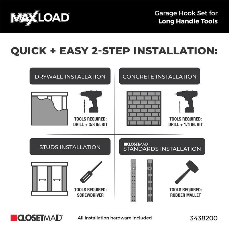 ClosetMaid MaxLoad 3-Pack Garage Hooks & Hangers Wall Mount Heavy