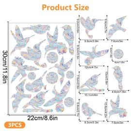 Pack of 48 Prism Window Stickers for Bird Strikes, Suncatcher Stickers, Window Stickers, Prism, Suncatcher Window Stickers, Electrostatic Adsorption Window Stickers, Bird Protection, Hummingbird