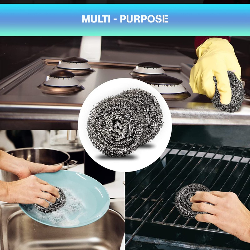 HOMESmith Stainless Steel Scourers – Pack of 6, (HS-130)