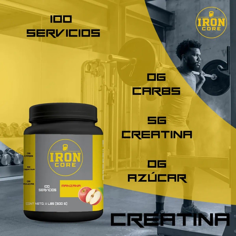Creatina Monohidratada 500 Gr Iron Core Suplements 200 Serv