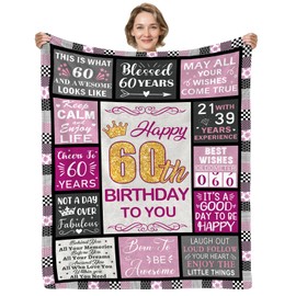 Yasrlvun 60th Birthday Gifts for Women, 1965 Birthday Gifts 60th Birthday Blanket 50"x 60" Presents for 60th Birthday 60th Birthday Gifts for Her