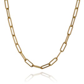 namana Gold Paperclip Chain Necklace for Women, 26 inch Long Chain Necklace for Women, Gold Chains for Women and Teenage Girls, Chunky Gold Chain Necklace for Ladies with Jewellery Pouch