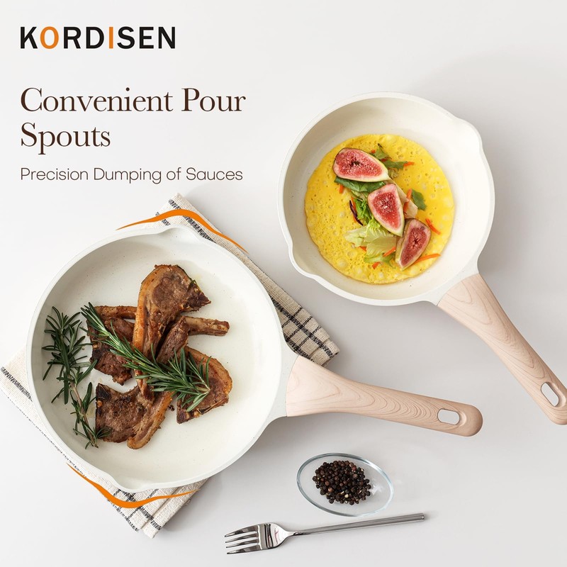 Kordisen Nonstick Ceramic Frying Pan Set, 3 Piece Ceramic Skillet