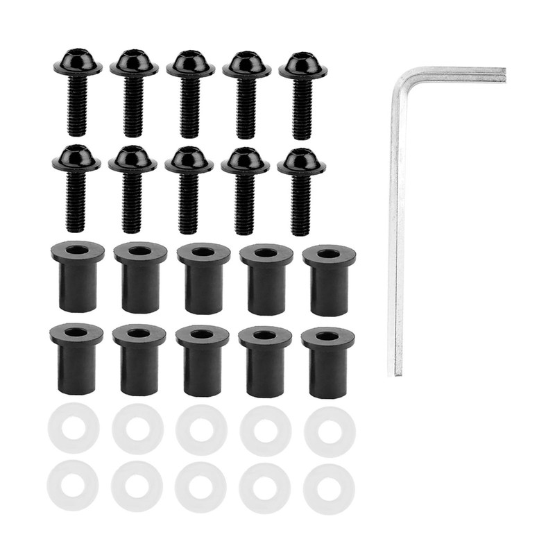 RASTKY 10 Piece Black Motorcycle Windscreen Screw Set Fits All