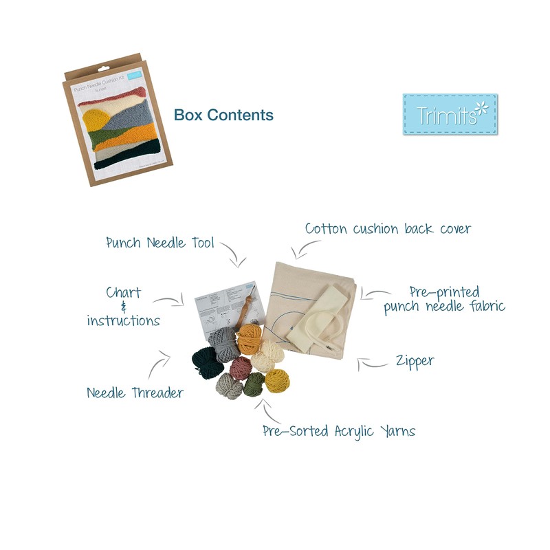 Trimits Punch Needle Cushion Kit, 36 x 36cm (14 x