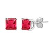 Shineadime 5.5MM Princess Shape Simulated Ruby Friction Back Prong Set