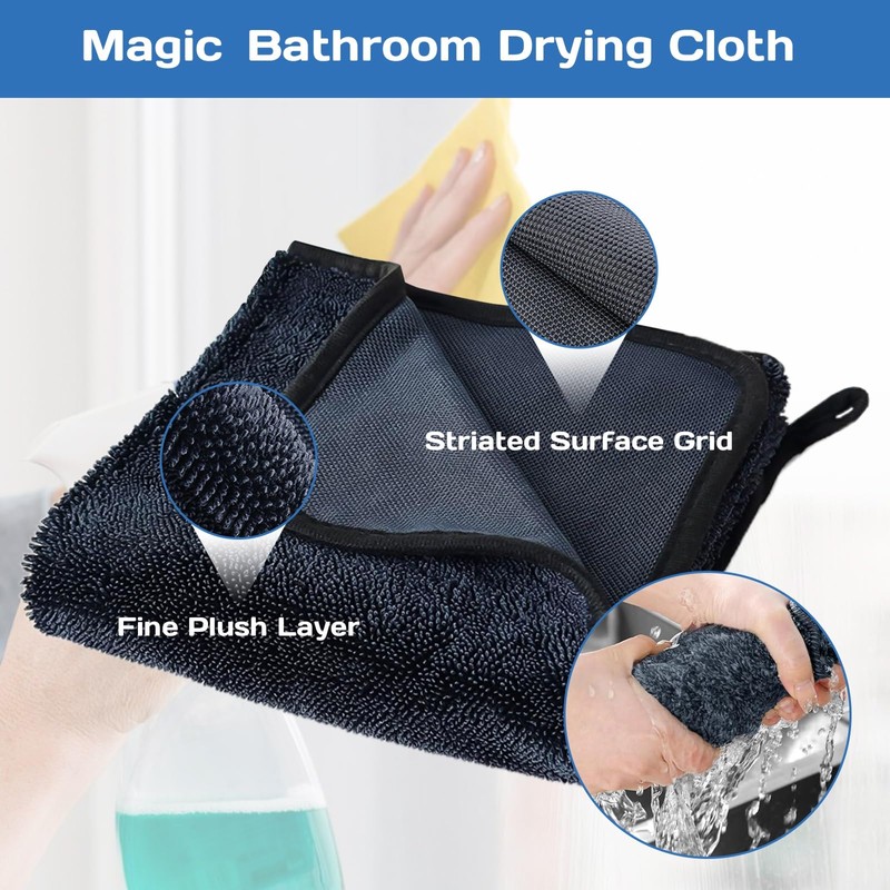 2PCS Bathroom Drying Cloth, Bathroom Cloths for Cleaning Shower Glass