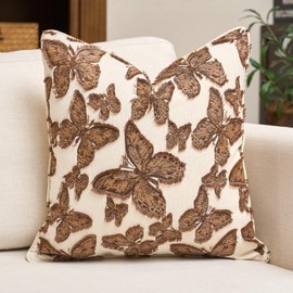 Chenille Decorative Throw Pillow Cover, 18×18, Caramel Brown