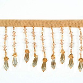 Expo International Diamond Beads Fringe Pack of 1 Yard Trims, Gold