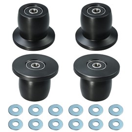 Vsttar Qty.4 Machined Wheels/Rollers Compatible with Total Gym Replacement, Fits Models XL, XLS, & Fit with Bearings Thru Hole of 1/4'' in Diameter, Black