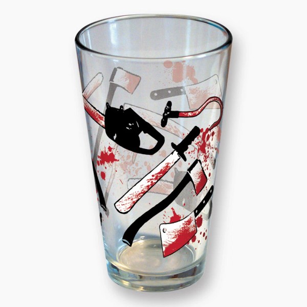 Bloody Weapons Collage Image Wrap-Around Image Clear 16 oz Pint