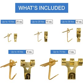 Picture Hanging Kit Photo Hangers Includes Nails Wire, Screw Eyes Sawtooth Hook for Wall Art Mounting Mini-Gradient Level Heavy Duty Hardwire for Home Office Use Hanger Supplies(260pcs)