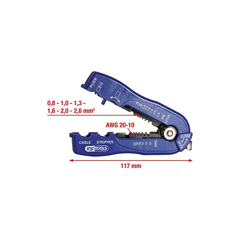KS Tools 115.1252 Multi-funct.stripping tool, 0.8-2.6mm